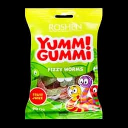 Bombone Gumene Yummi Gummi Fizzy Worms Roshen 70g