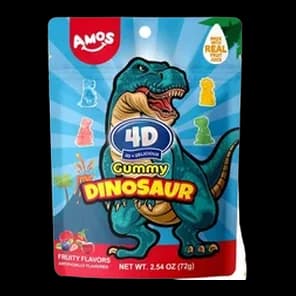 Bombone Gum Amos 4d Dinosaur 72g