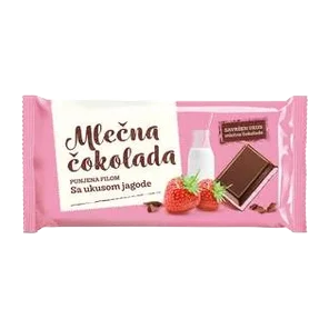 Čokolada Mlečna Bela Sa Jagodom Pobeda 100g