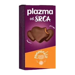 Plazma Od Srca Prelivena Mlecnom Cokoladom Sa Narandzom 100g