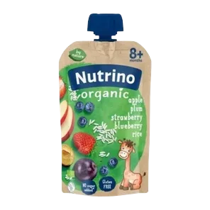 Kaša Voćna Organska Jabuka Šljiva Jagoda Borovnica 100gr Nutrino