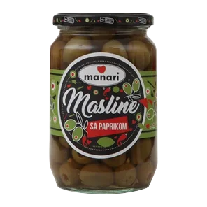 Masline zelene sa paprikom Manari 680g
